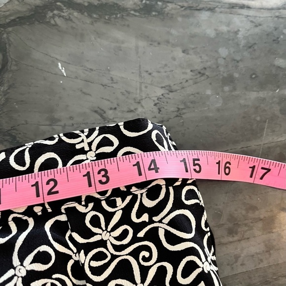 Vintage Talbots Bow Ribbon Print Rayon Midi Skirt Black White M - Picture 5 of 8